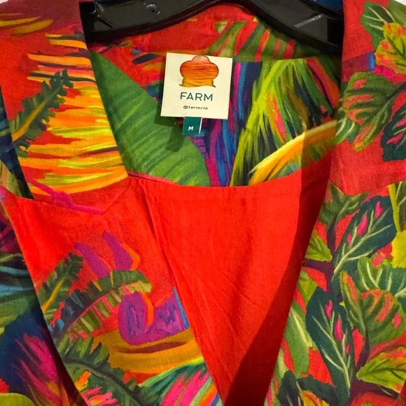 FARM Rio Red and Green Women’s Mini Dress with Tropical Print - Picture 6 of 8